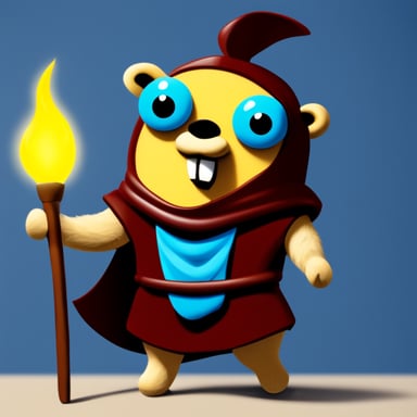 Go Blue Gopher as a Greek god.