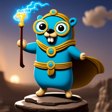 Go Blue Gopher as a Greek god.