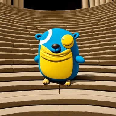 Go Blue Gopher sitting in Olympus, home of the Greek gods.