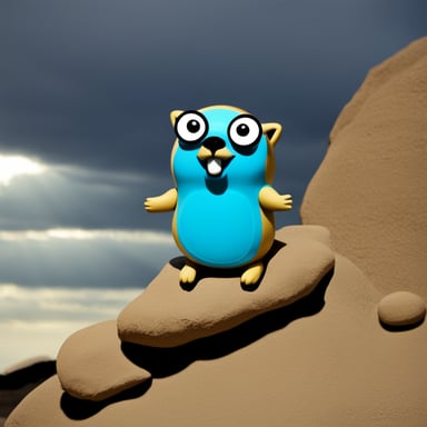 Go Blue Gopher sitting in Olympus, home of the Greek gods.