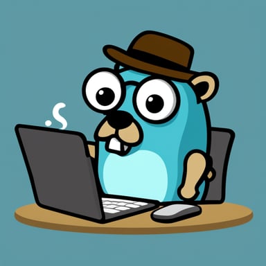 Go Blue Gopher angrily drinks coffee and frantically types on a computer.