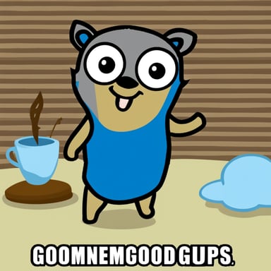 Go Blue Gopher saying good morning but in a raccoon MySpace GIF sorta way.