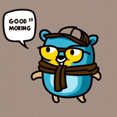 Go Blue Gopher saying good morning but in a raccoon MySpace GIF sorta way.