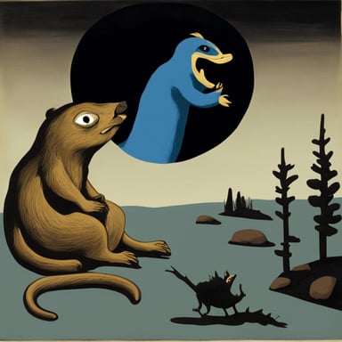 Go Blue Gopher as Goya's Saturn devouring his son, but it's a gopher eating a python.