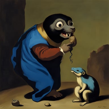 Go Blue Gopher as Goya's Saturn devouring his son, but it's a gopher eating a python.