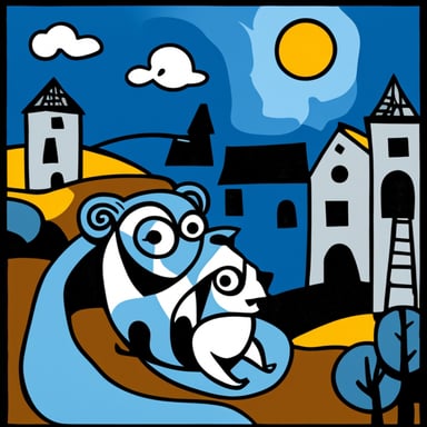 Go Blue Gopher in the style of Pablo Picasso's painting 'Guernica.'