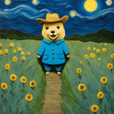 Go Blue Gopher as Vincent van Gogh.