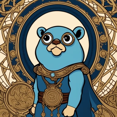 Go Blue Gopher in Alphonse Mucha style