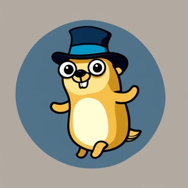 Go Blue Gopher illustrated in the style of Roald Dahl.