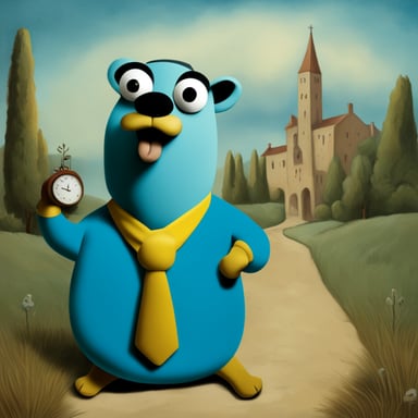 Go blue gopher as Salvador Dali
