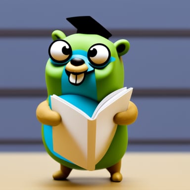 Generate Go Blue Gopher holding a map.