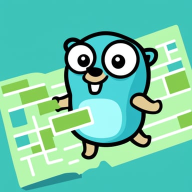 Generate Go Blue Gopher holding a map.