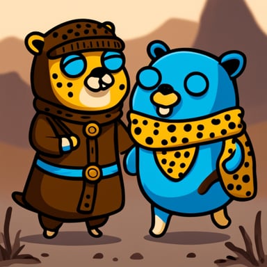 Go Blue Gopher with a cheetah.