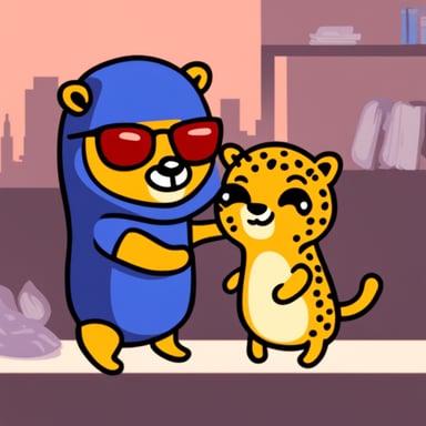 Go Blue Gopher with a cheetah