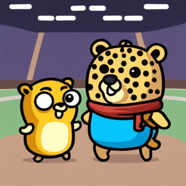Go Blue Gopher with a cheetah