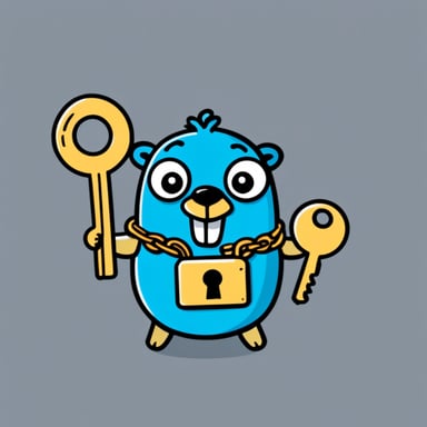 Go Blue Gopher holds an opened padlock with a key and a smile.