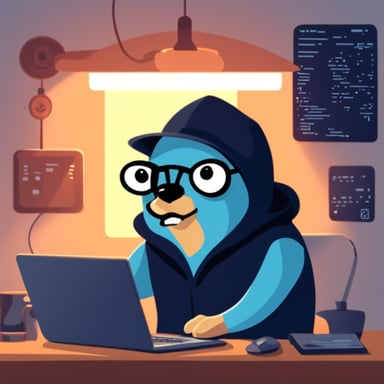 Evil go blue gopher as a hacker.