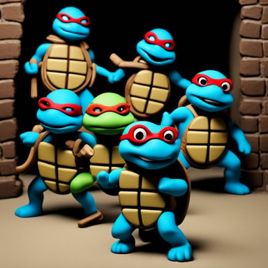 The Teenage Mutant Ninja Turtles, all as Go Blue Gopher.