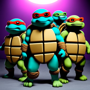 The Teenage Mutant Ninja Turtles, all as Go Blue Gopher.