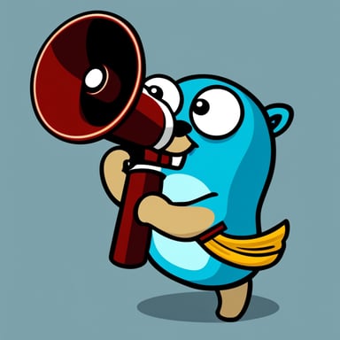 Go Blue Gopher with a megaphone.