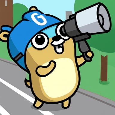 Go Blue Gopher with a megaphone.