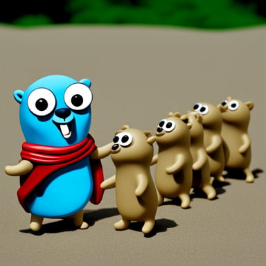 Go Blue Gopher wants to run away from a group of gophers, but the group captures Go Blue Gopher.