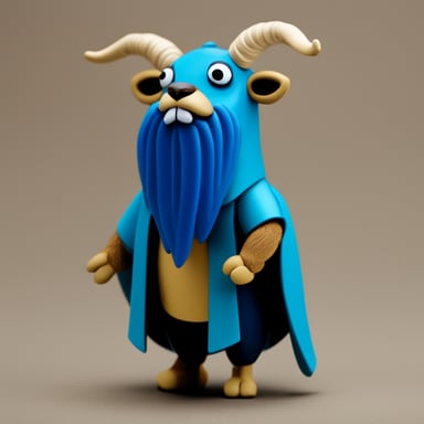 Go Blue Gopher with goat horns and beard, standing straight.