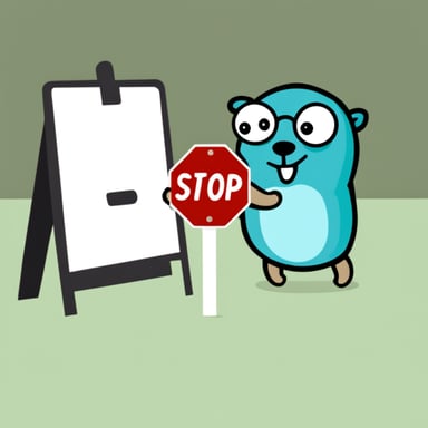 Go Blue Gopher holding a stop sign