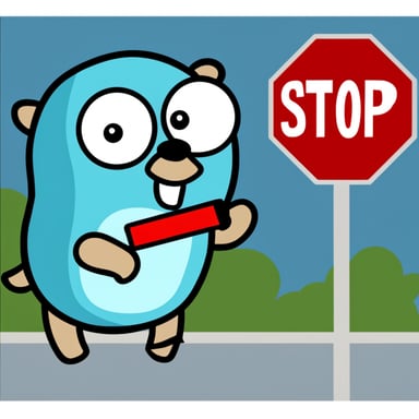 Go Blue Gopher holding a stop sign