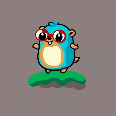 Go Blue Gopher is a happy gopher wearing a shirt with the vegacloud.io logo.