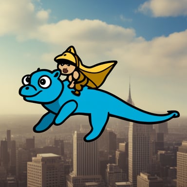 Go Blue Gopher on a Dragon in the air