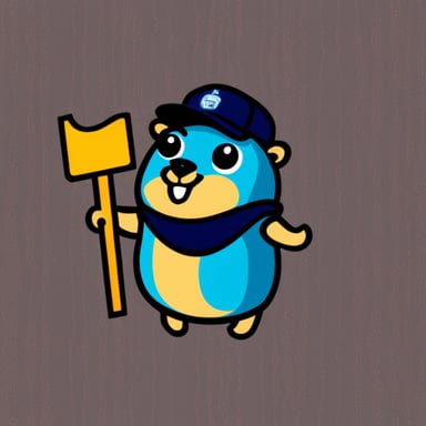 Go Blue Gopher with gRPC logo.