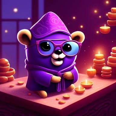 Go Blue Gopher, dressed in glasses and a purple outfit as a Chinese feng shui fortune teller, predicts prosperity and harmony in your environment.