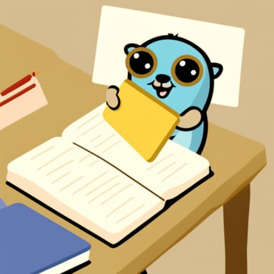 Go Blue Gopher writing in a notebook