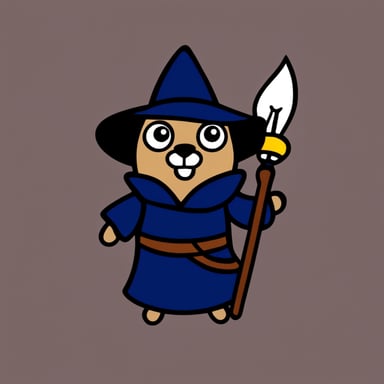 Go Blue Gopher with a dark robe and a sword.