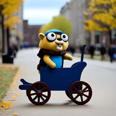 Go Blue Gopher pulls the carriage.