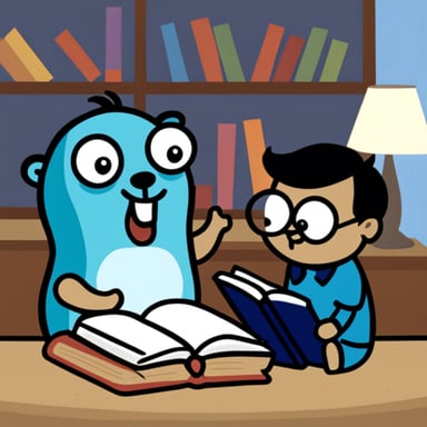 Go Blue Gopher reading report to other gophers.