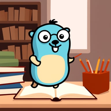 Go Blue Gopher reading report to other gophers.