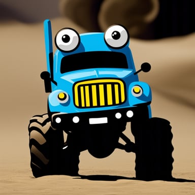 Go Blue Gopher looking in the mirror and it reflects with a monster truck.