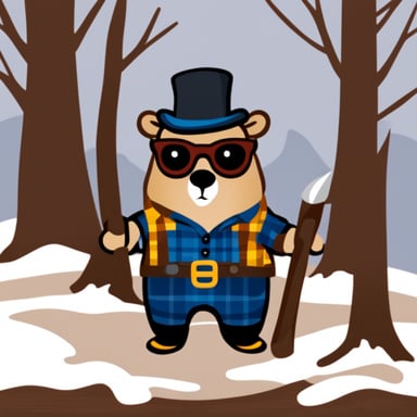 Happy Go Blue Gopher as a lumberjack.