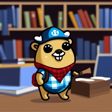 Happy Go Blue Gopher as a lumberjack.