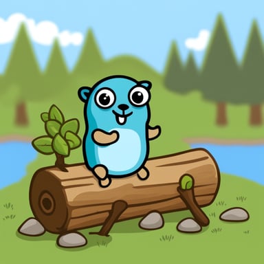 Go Blue Gopher sitting on a wooden log.