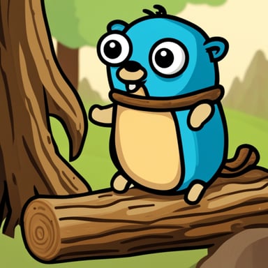 Go Blue Gopher sitting on a wooden log.