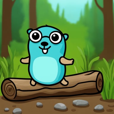 Go Blue Gopher sitting on a wooden log.