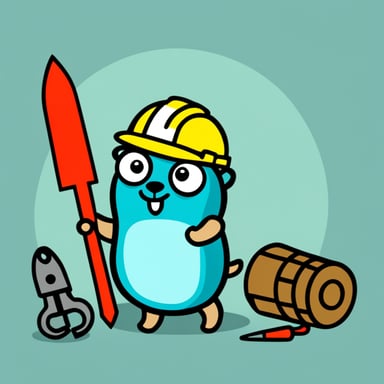 Go Blue Gopher with construction tools