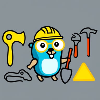 Go Blue Gopher with construction tools