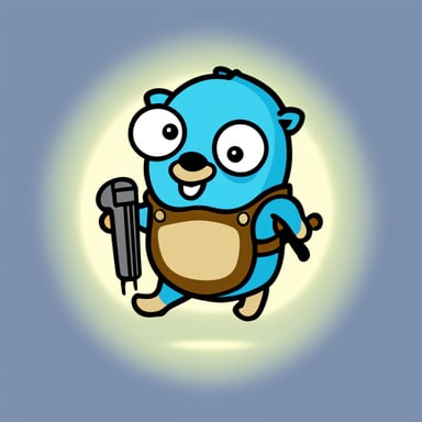 Go blue gopher holding screwdriver and laptop.