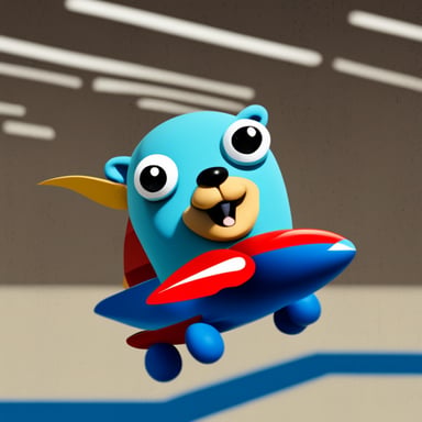 Go Blue Gopher flying on rocket.