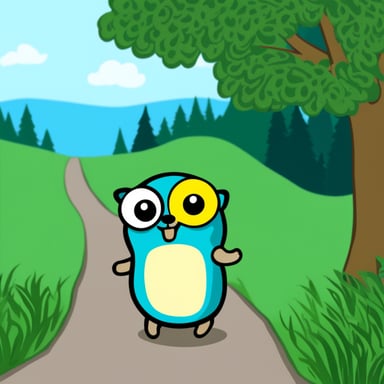Go Blue Gopher looking at the path ahead.