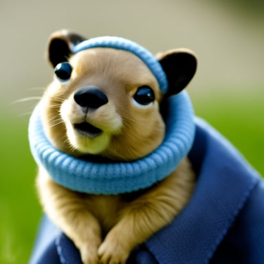 Go Blue Gopher in a collar, domesticated.